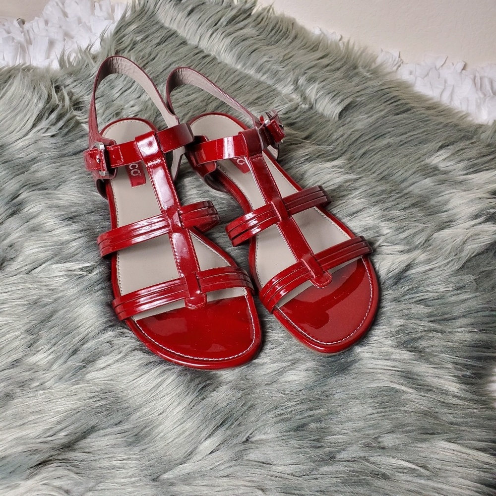 Ecco red patent sandals 9